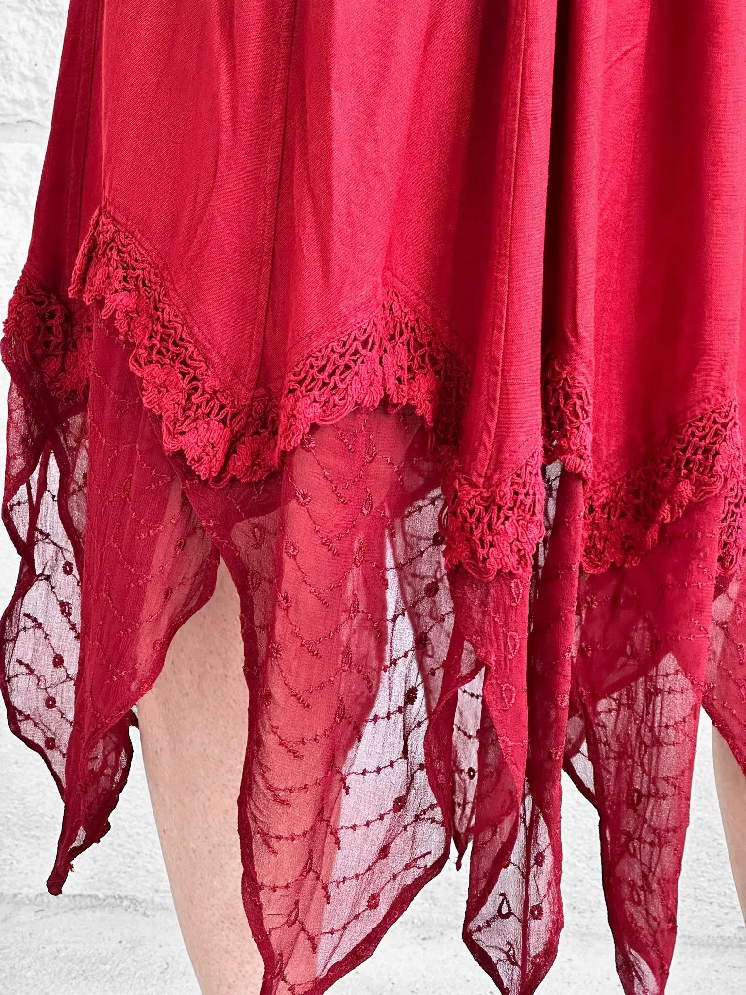 'Folly' Lace Skirt - Red