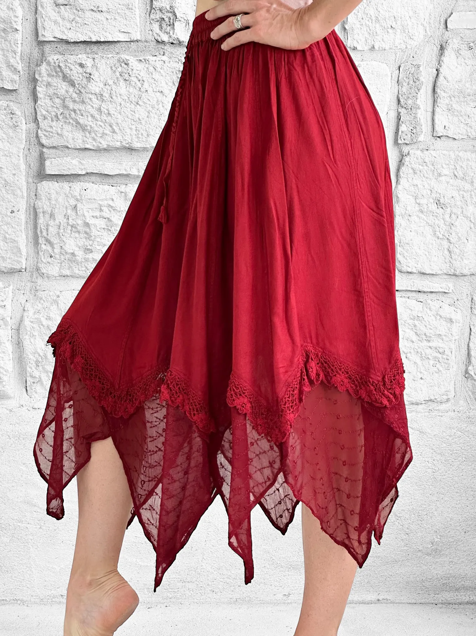 'Folly' Lace Skirt - Red