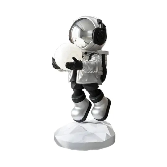 Hadfield Takes The Moon // Lighted Astronaut- Sculpture // Black & Silver