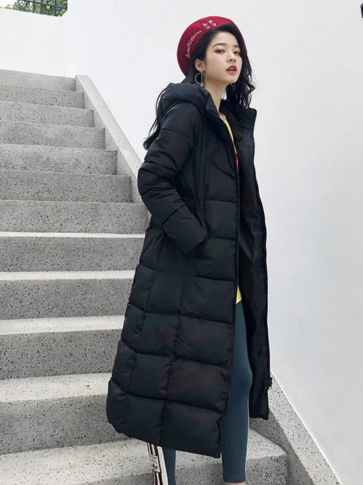 Hot Sale Winter Women Jacket X-long Parkas Hooded Cotton Padded Female Coat High Quality Warm Outwear Womens Parka Winter Coat