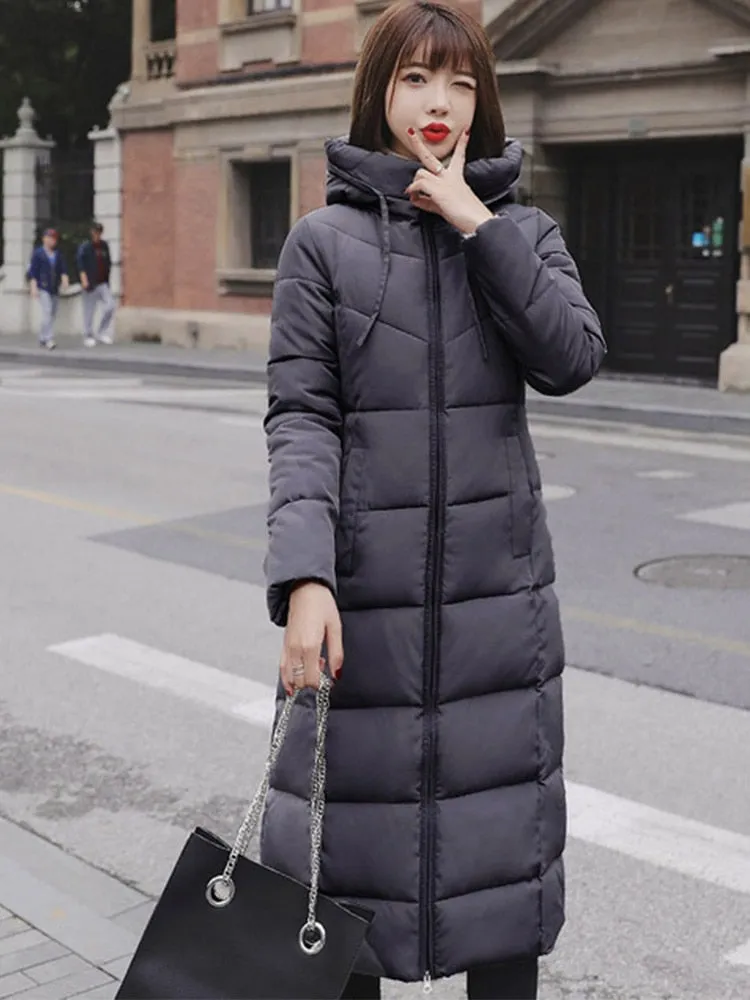 Hot Sale Winter Women Jacket X-long Parkas Hooded Cotton Padded Female Coat High Quality Warm Outwear Womens Parka Winter Coat