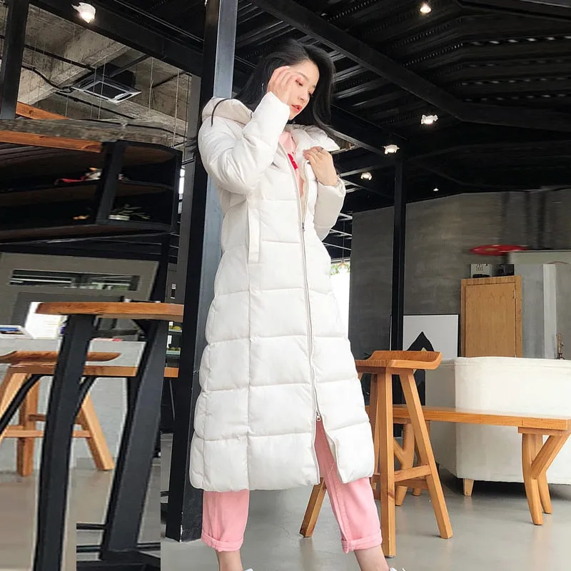 Hot Sale Winter Women Jacket X-long Parkas Hooded Cotton Padded Female Coat High Quality Warm Outwear Womens Parka Winter Coat