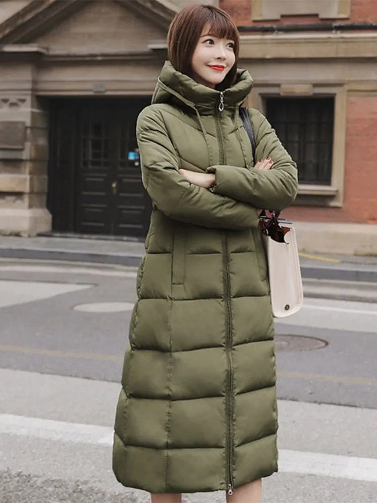 Hot Sale Winter Women Jacket X-long Parkas Hooded Cotton Padded Female Coat High Quality Warm Outwear Womens Parka Winter Coat