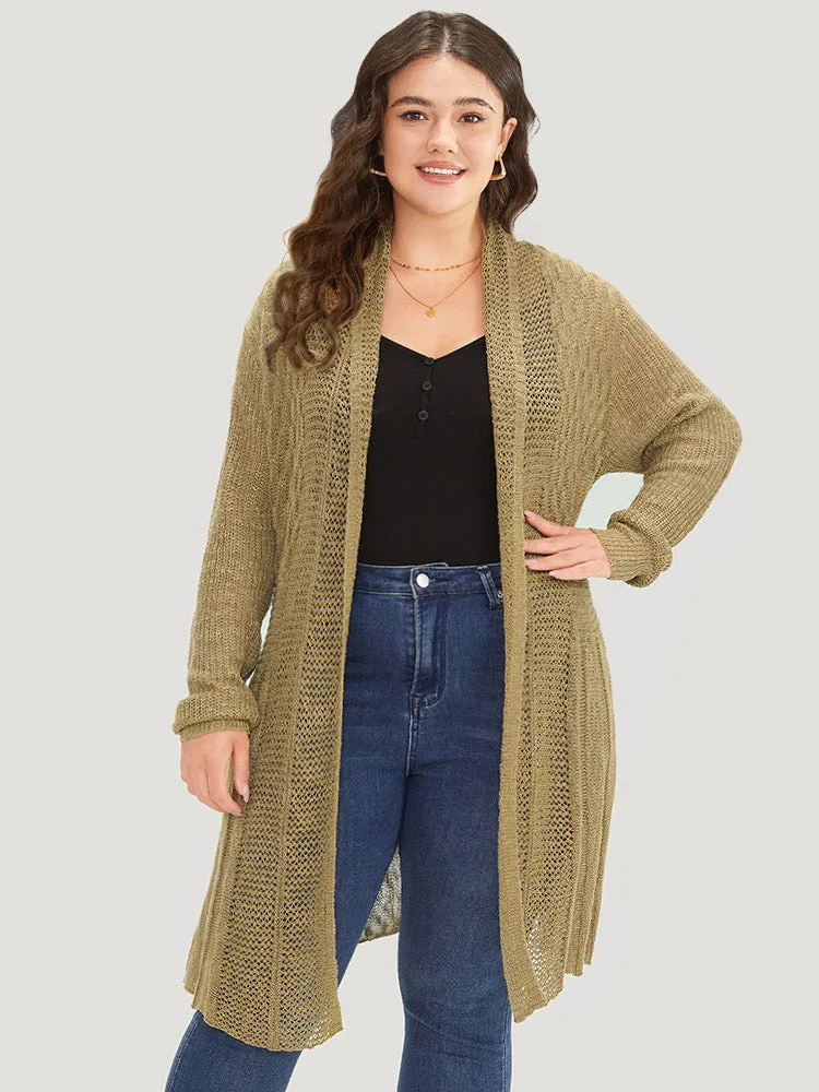 Lapel Collar Open Front Tunic Drape Cardigan