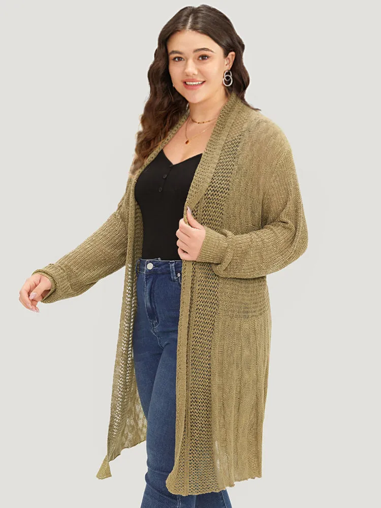 Lapel Collar Open Front Tunic Drape Cardigan