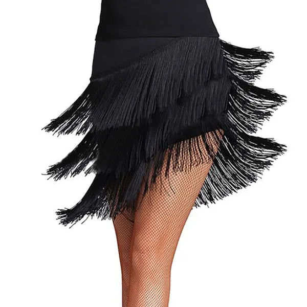 Layered Short Latin Skirt with Tassels