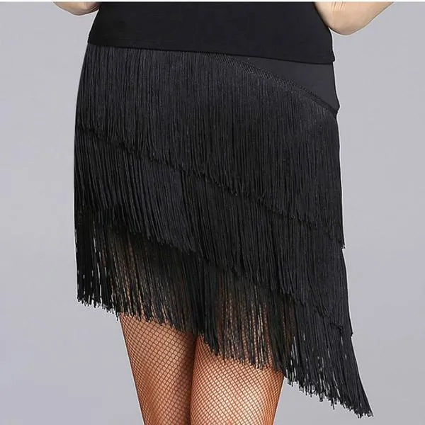 Layered Short Latin Skirt with Tassels