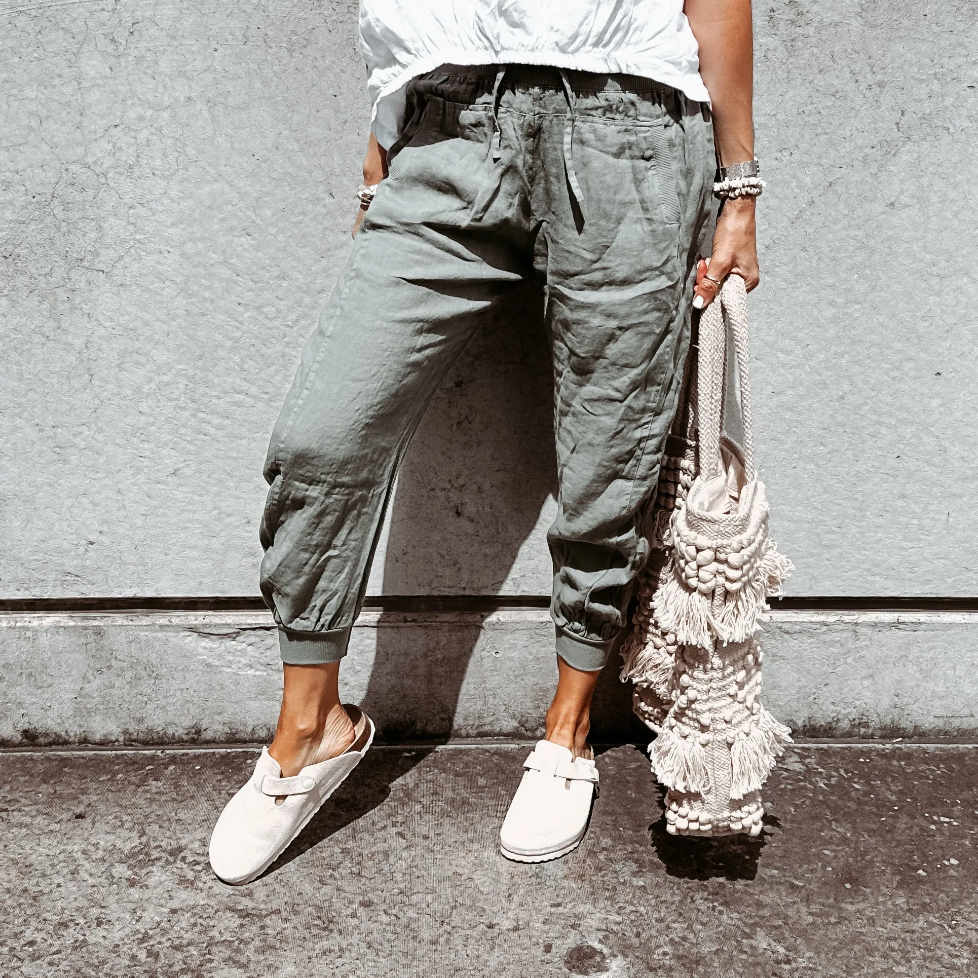 Light khaki LINEN ULTIMATE joggers