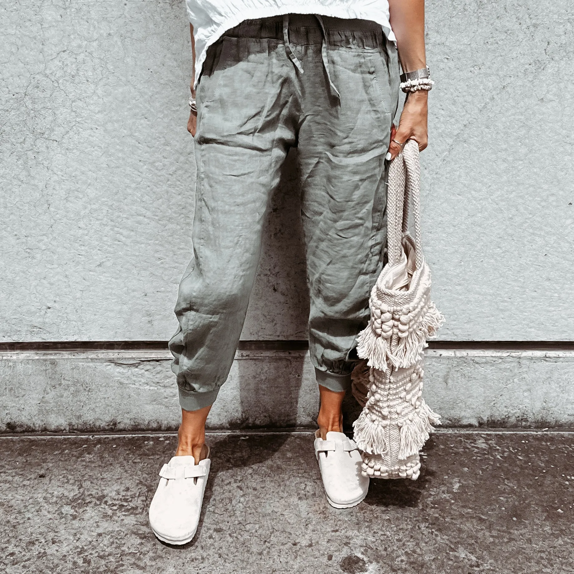 Light khaki LINEN ULTIMATE joggers