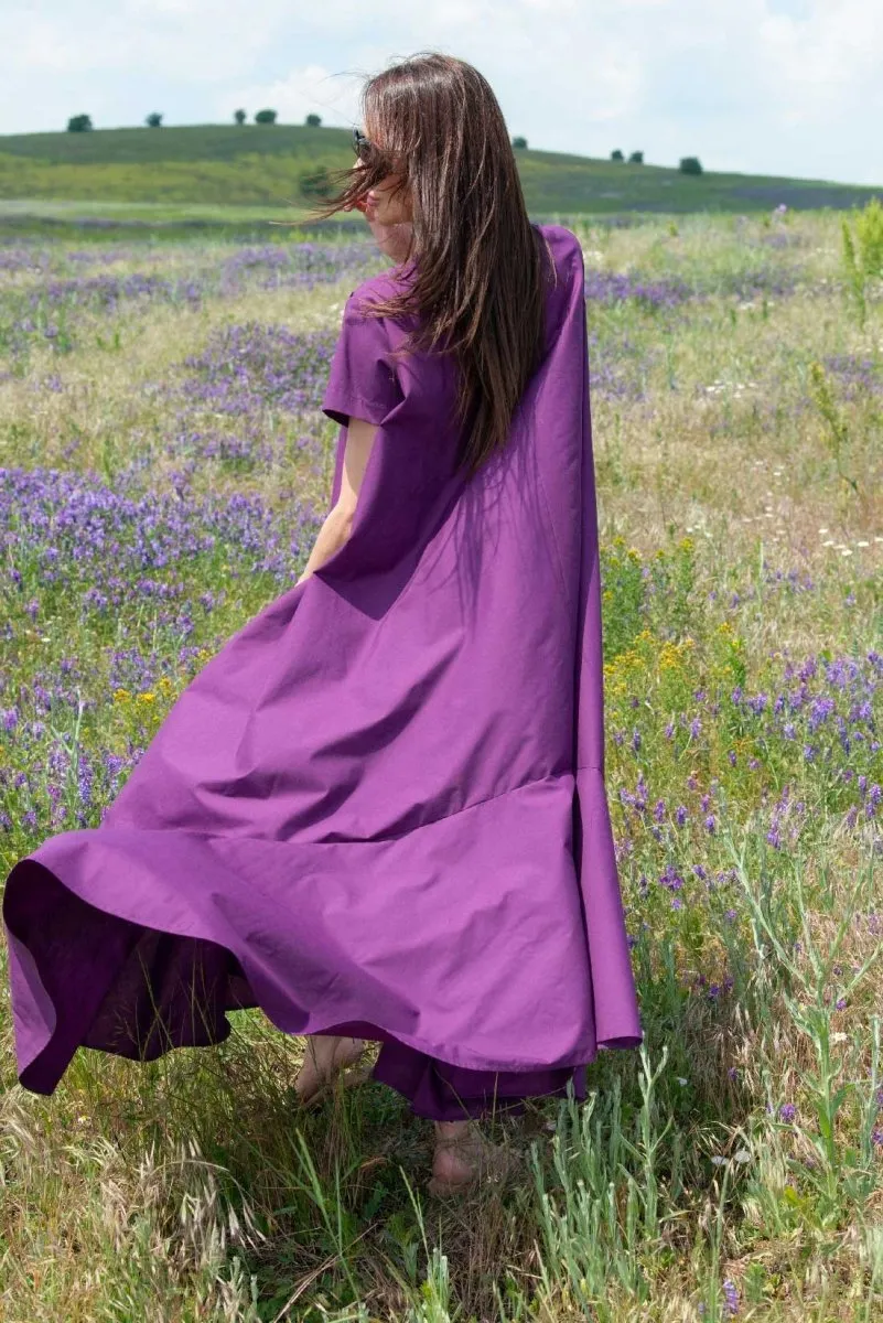 Long Purple Cotton Summer Dress DIVA