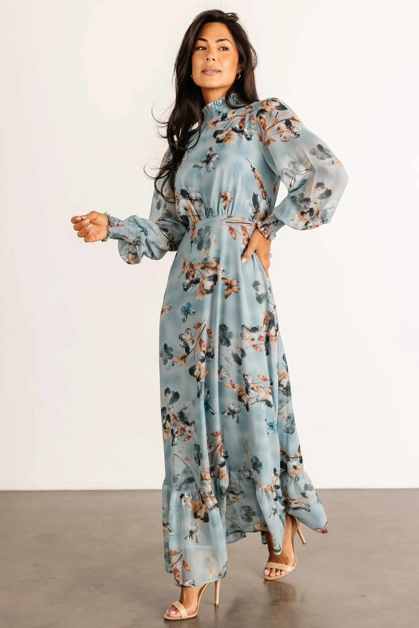 Luciana Maxi Dress | Cyan Blue Floral