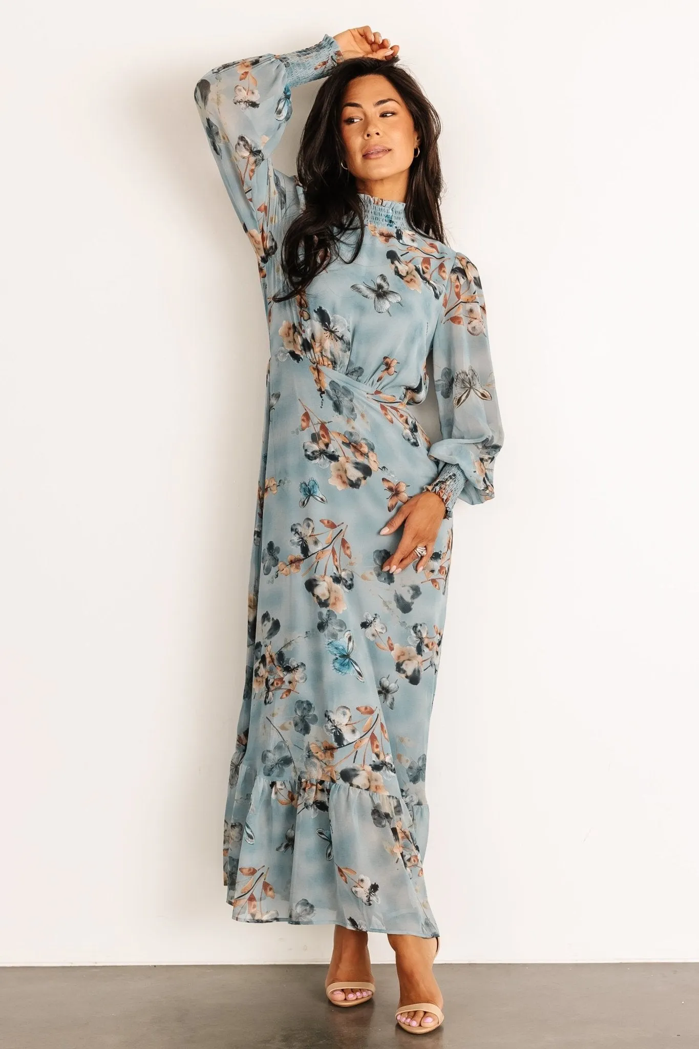 Luciana Maxi Dress | Cyan Blue Floral