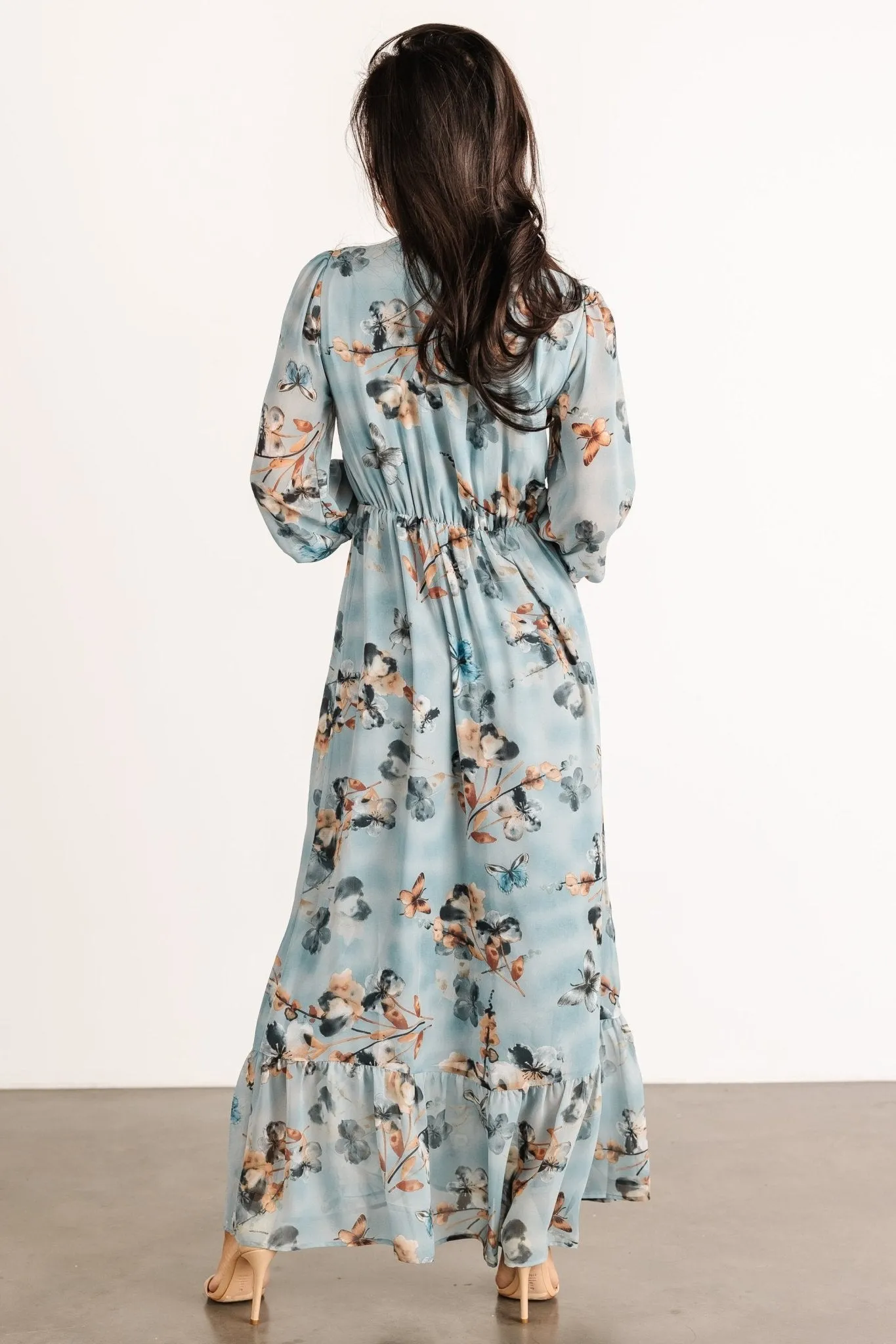 Luciana Maxi Dress | Cyan Blue Floral