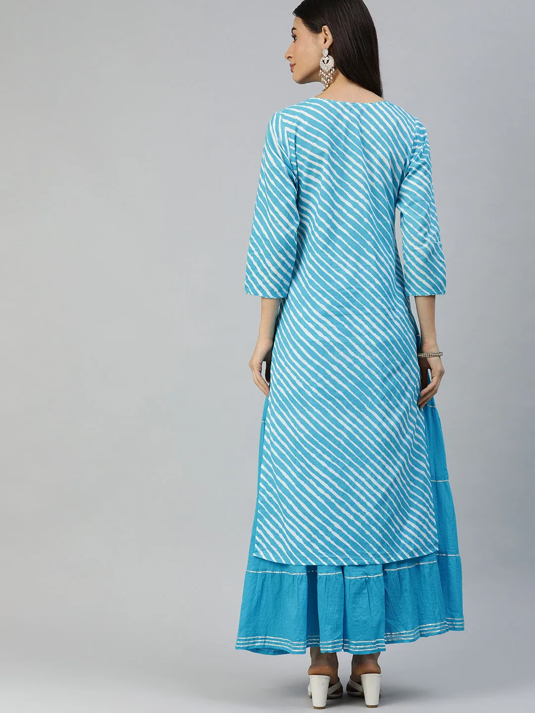 Majestic Cyan Blue Kurta & Skirt Set