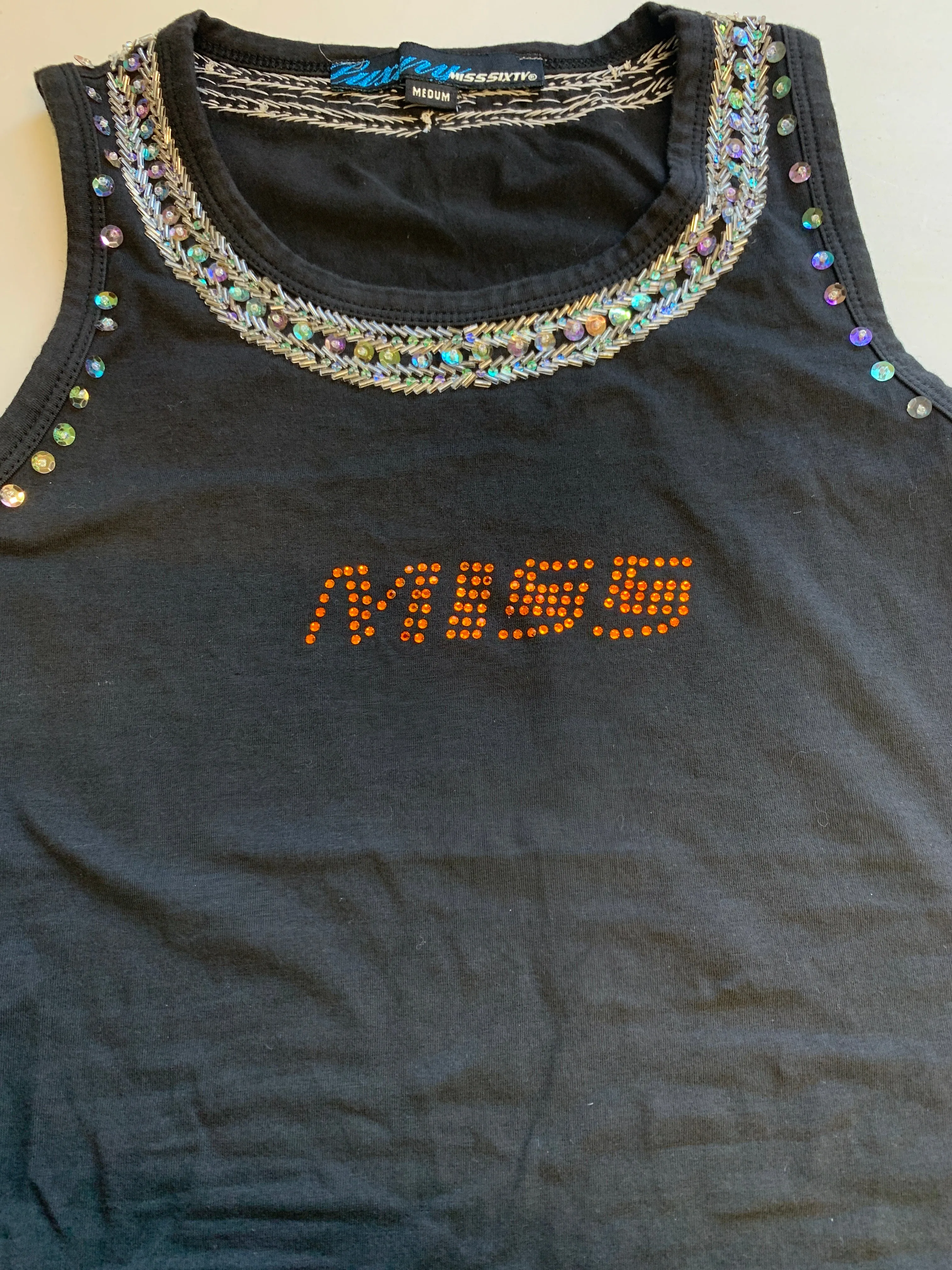 Miss Sixty black beaded tank top