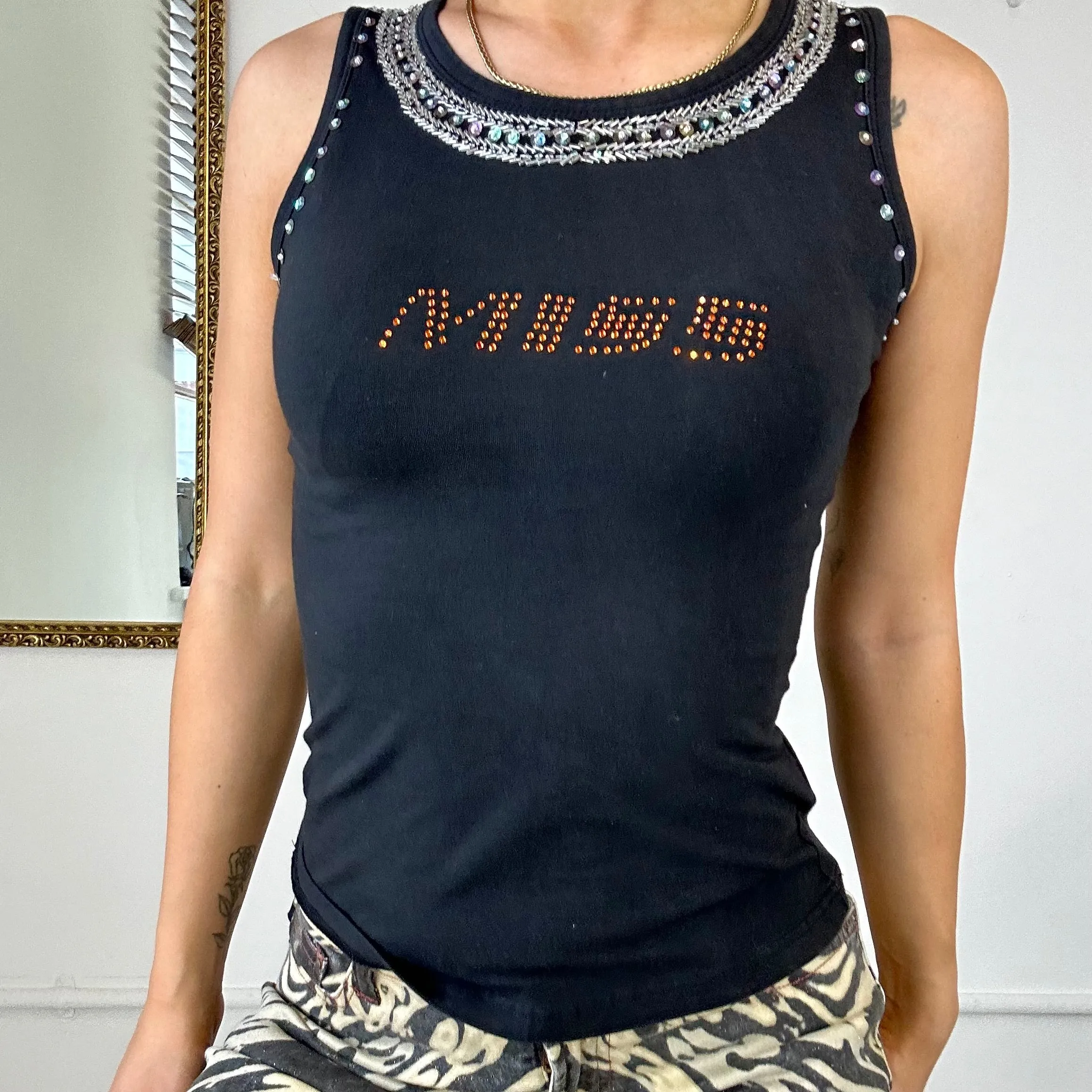 Miss Sixty black beaded tank top