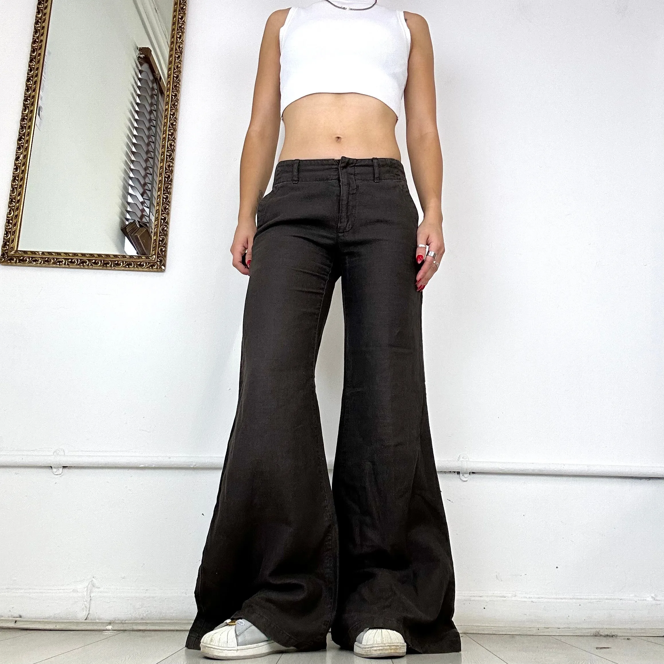 Miss Sixty brown cotton wide leg  trousers