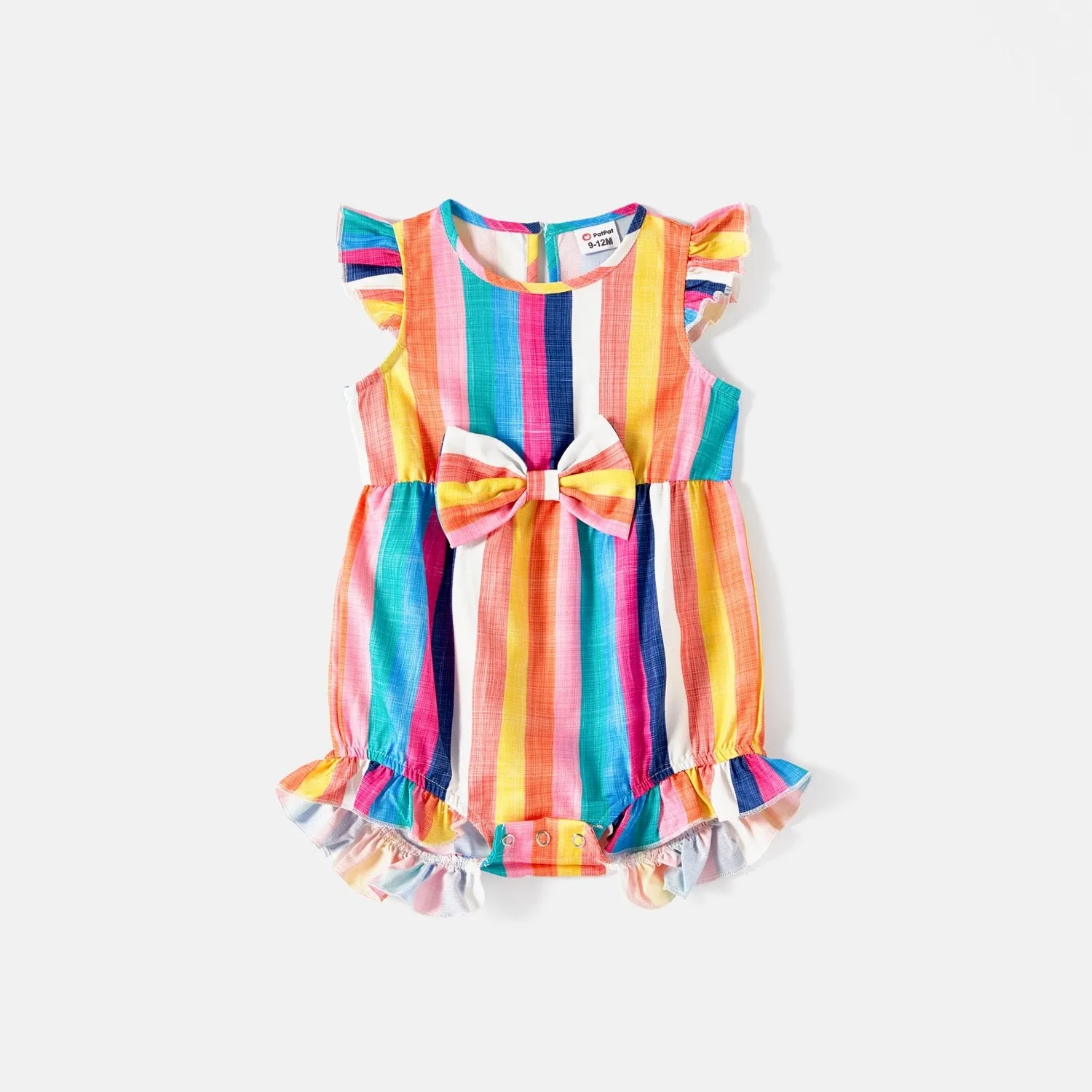 Mommy and Me Dresses Sleeveless Colorful Striped Belted Dresses