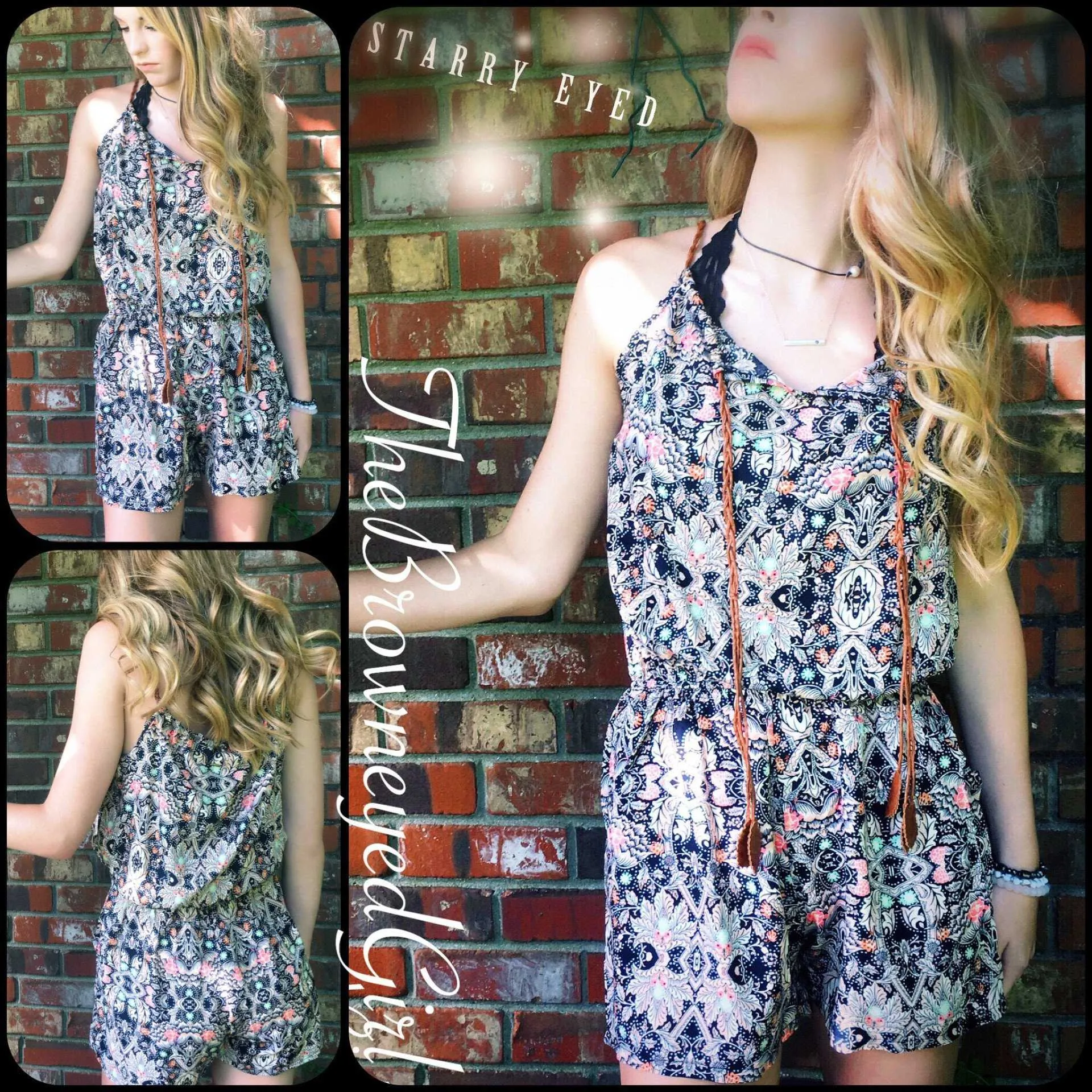 Mosaic Print Romper in Corals Sleeveless