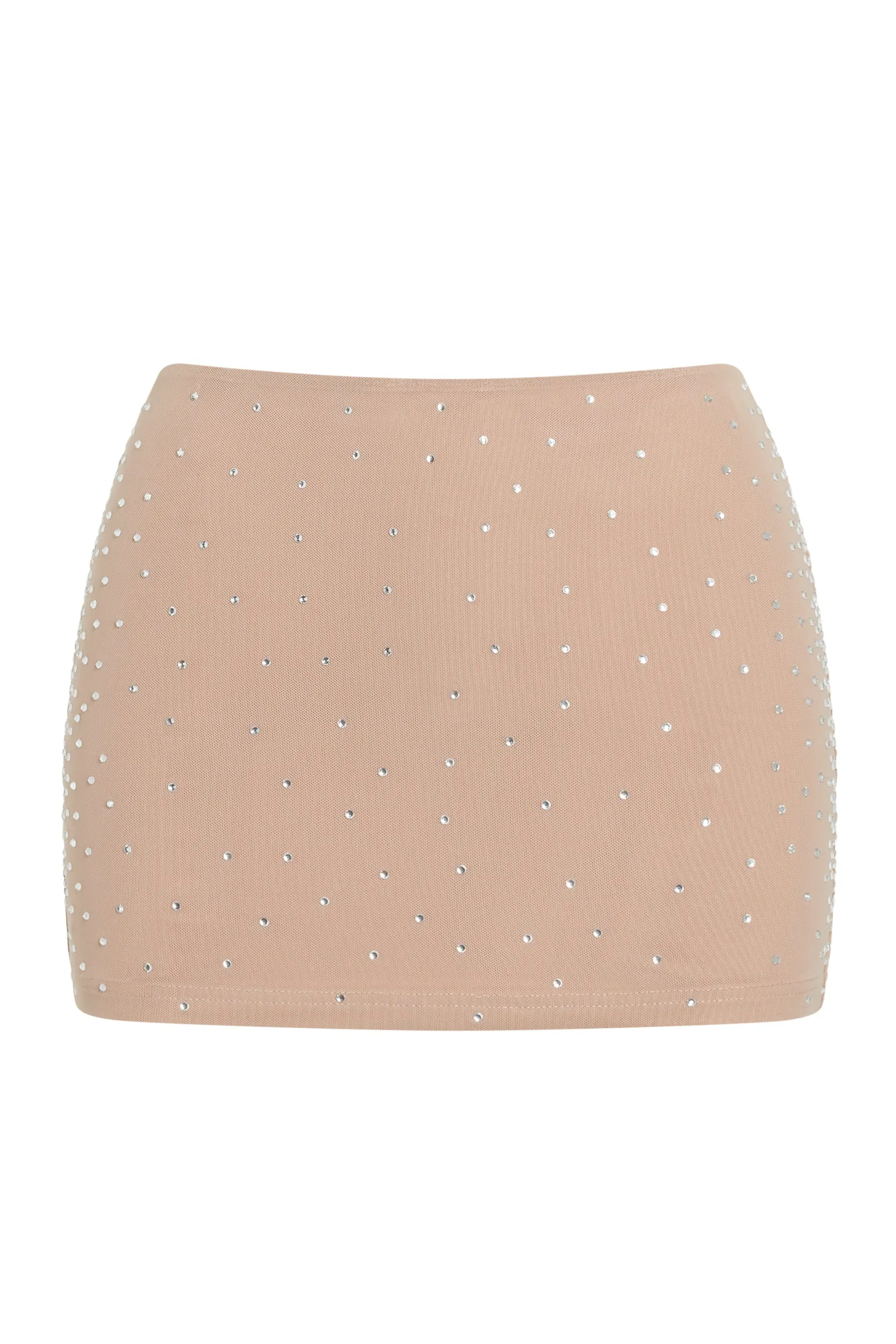 Nuria Crystal Embellished Trendy Mesh Mini Skirt