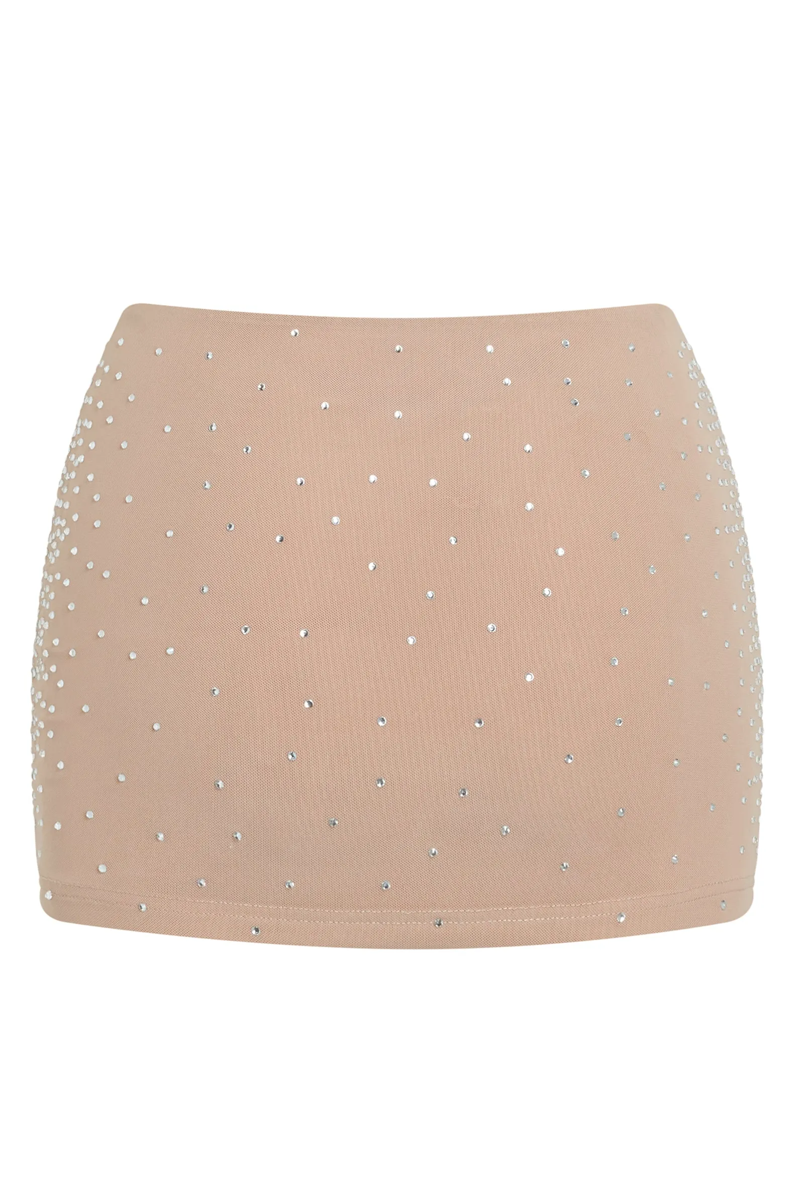 Nuria Crystal Embellished Trendy Mesh Mini Skirt