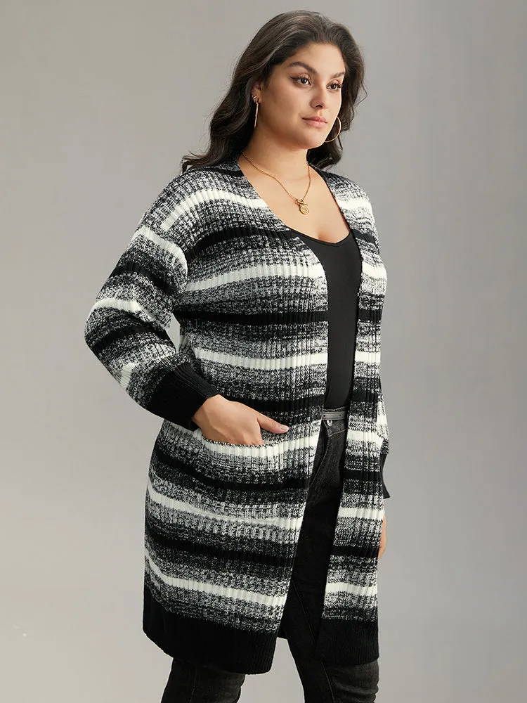 Ombre Heather Patched Pocket Cardigan