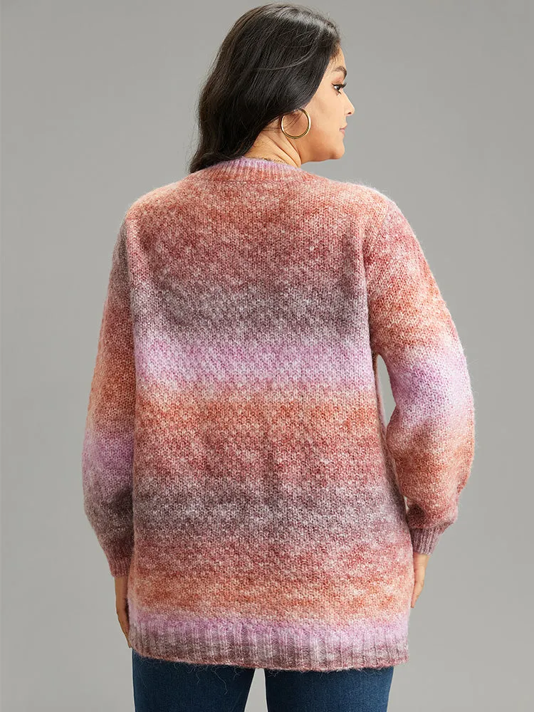 Ombre Heather V Neck Pullover