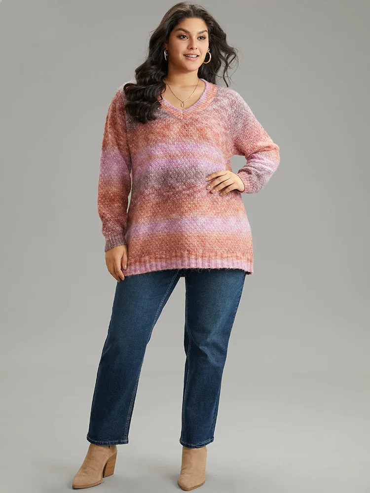 Ombre Heather V Neck Pullover