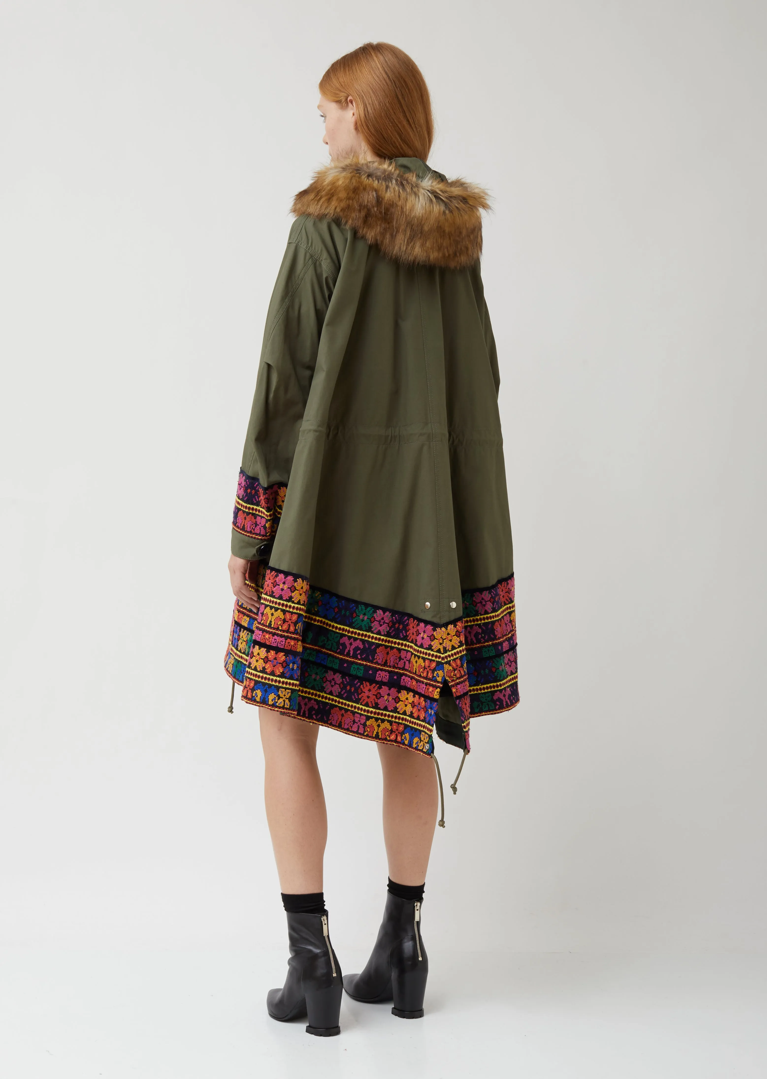 Oxford x Floral Stripe Embroidery Coat