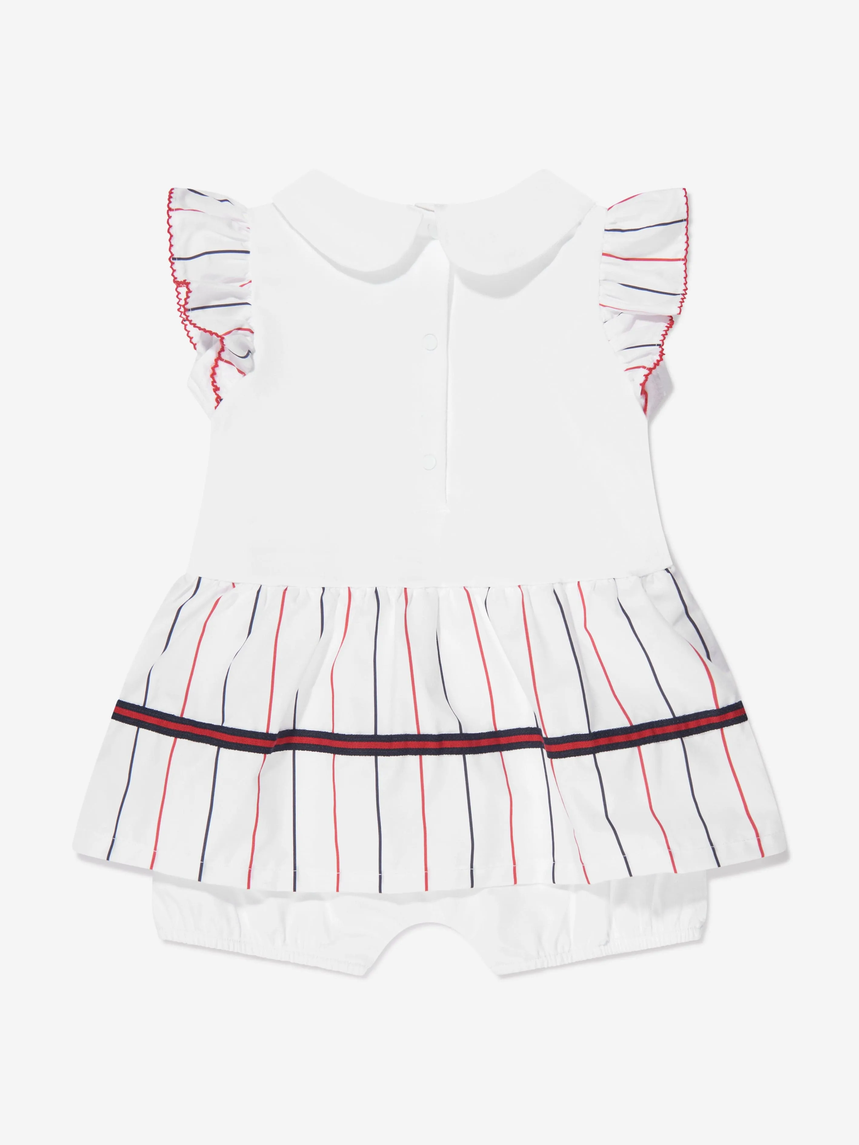 Patachou Baby Girls Striped Bow Romper in White