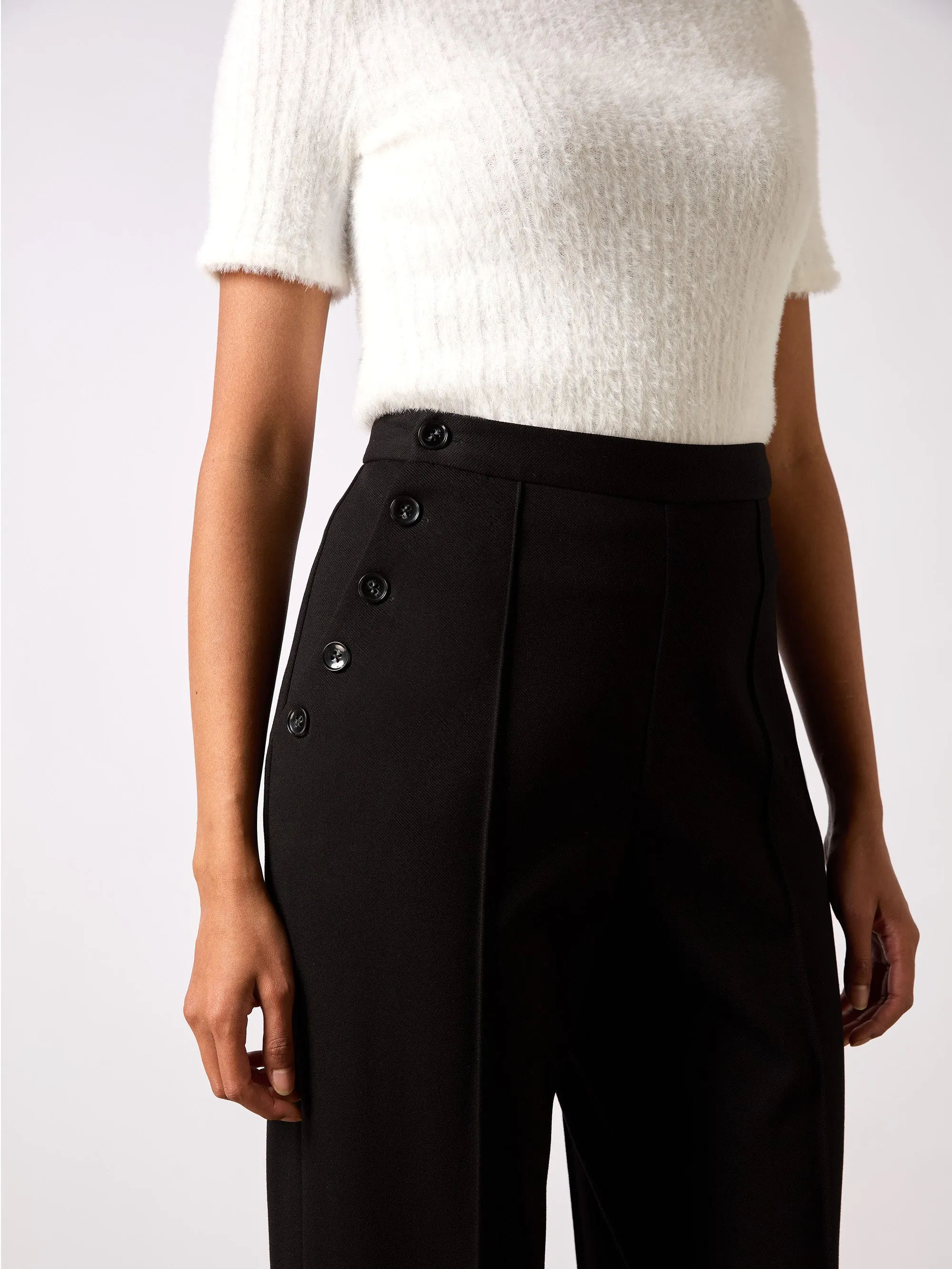 Petite Black Ponte Twill Culottes