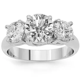 Platinum Diamond Three Stone Engagement Ring 3.75 Ctw