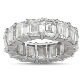 Platinum Emerald Cut Diamond Eternity Band 15.16 Ctw