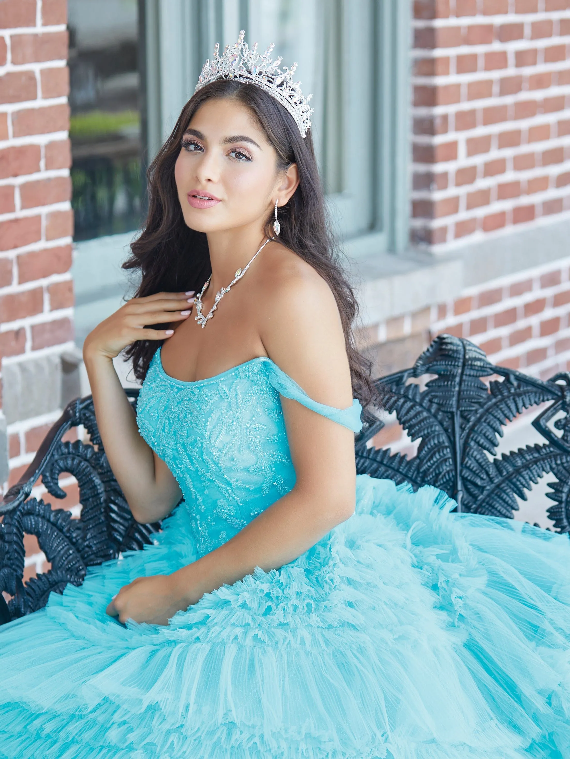 Pleated Ruffle Tulle Quinceanera Dress by House of Wu 26041