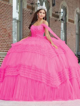 Pleated Ruffle Tulle Quinceanera Dress by House of Wu 26041