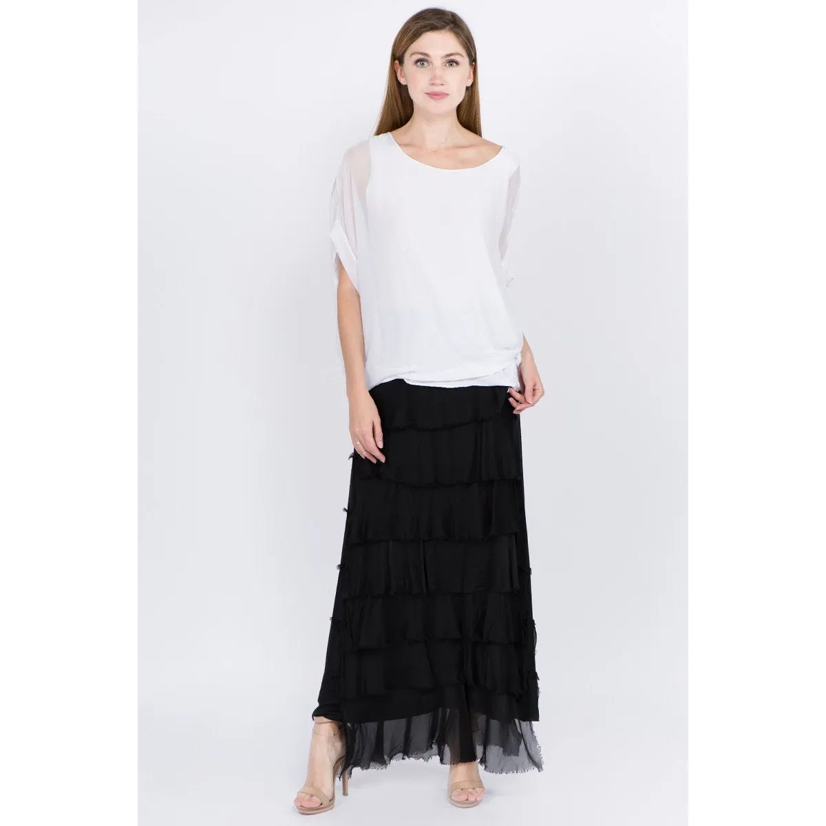 Raw Moda Layered Italian Maxi Skirt