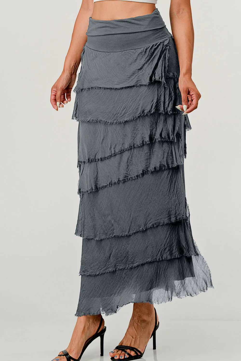 Raw Moda Layered Italian Maxi Skirt