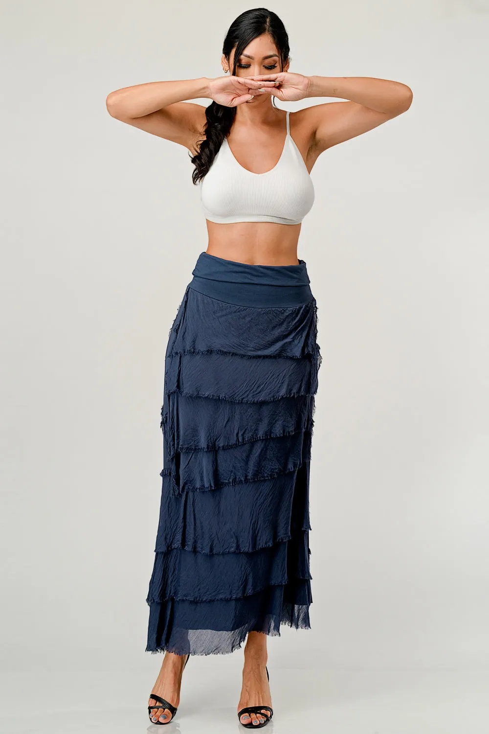 Raw Moda Layered Italian Maxi Skirt