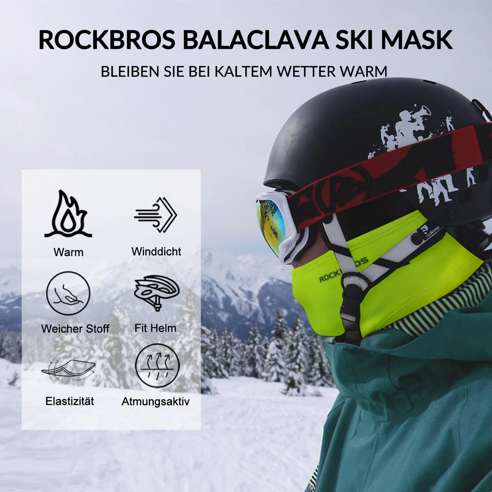 ROCKBROS Sturmhaube Herbst Winter Balaclava für Outdoorsports Unisex