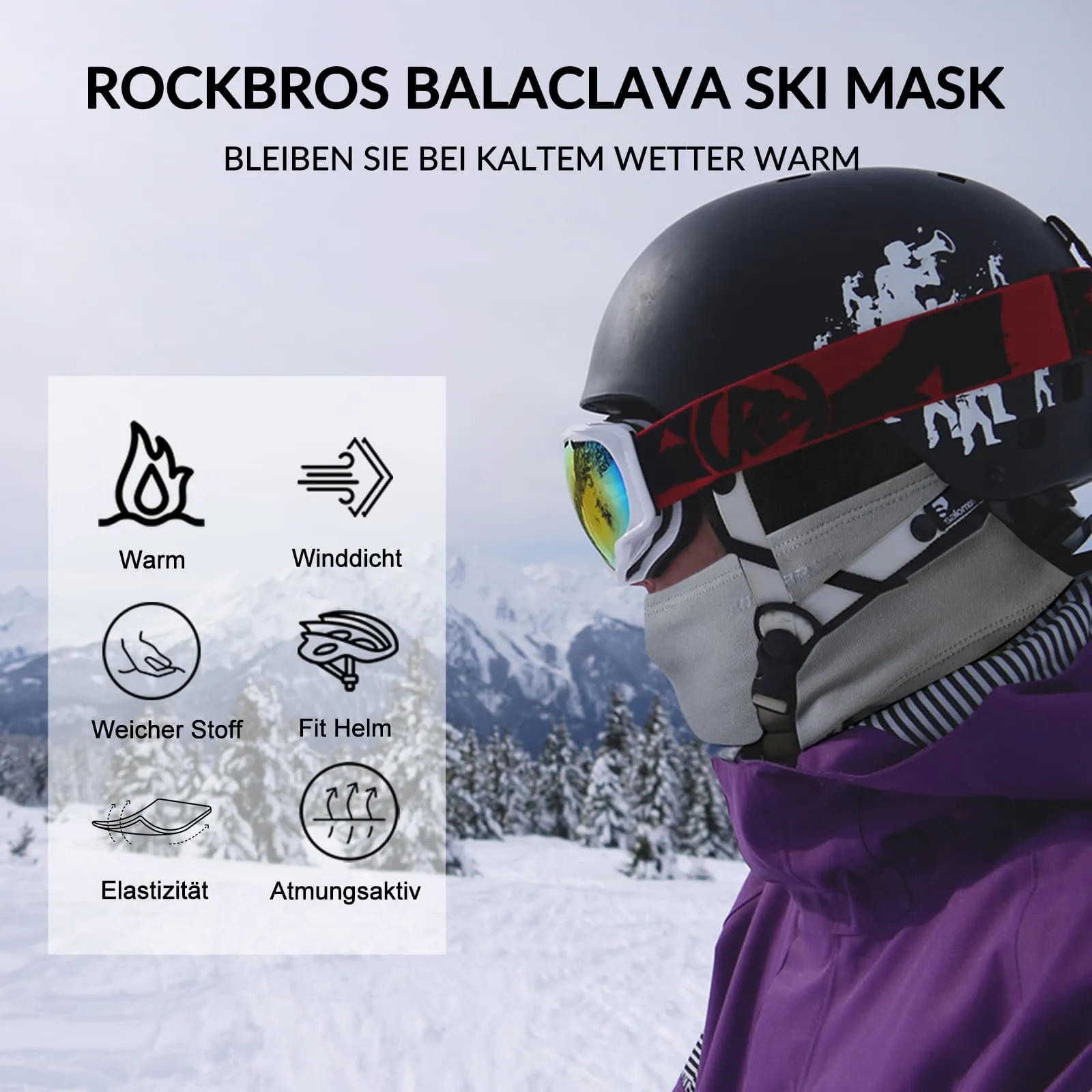 ROCKBROS Sturmhaube Herbst Winter Balaclava für Outdoorsports Unisex