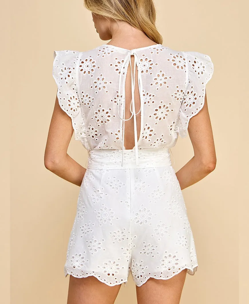 Ruffled Eyelet Romper