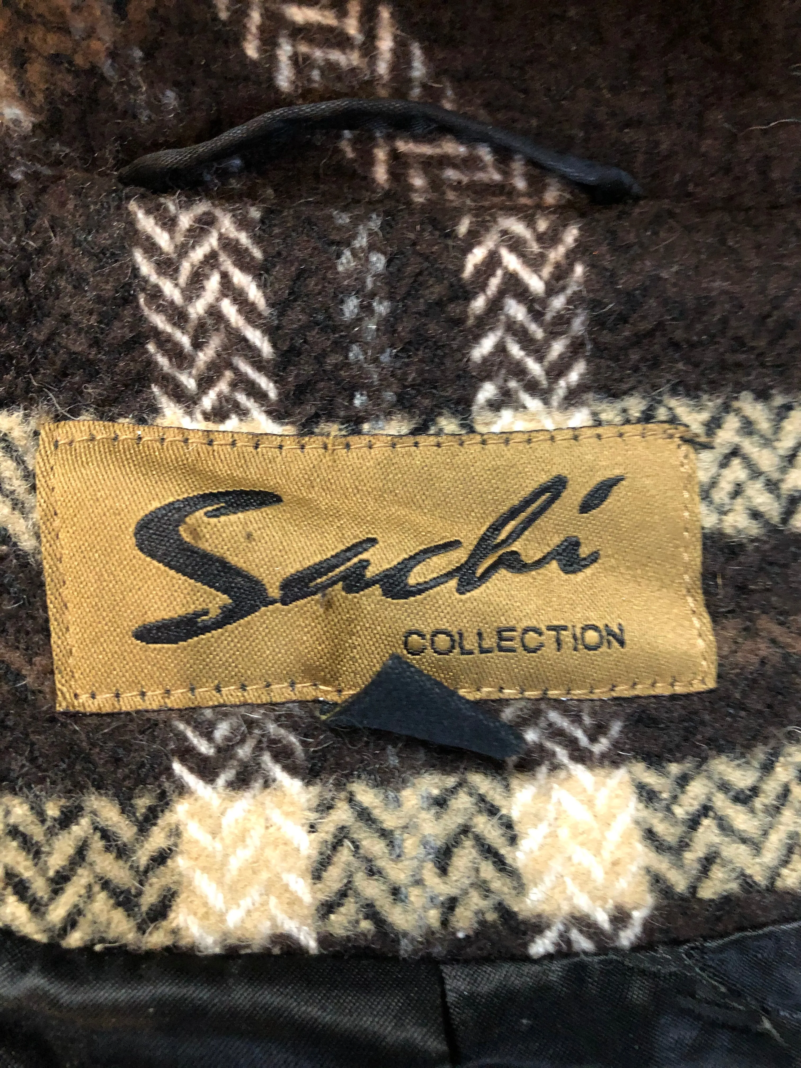 Sashi Brown Plaid Duffle Coat with Fox Fur Trim SOLD