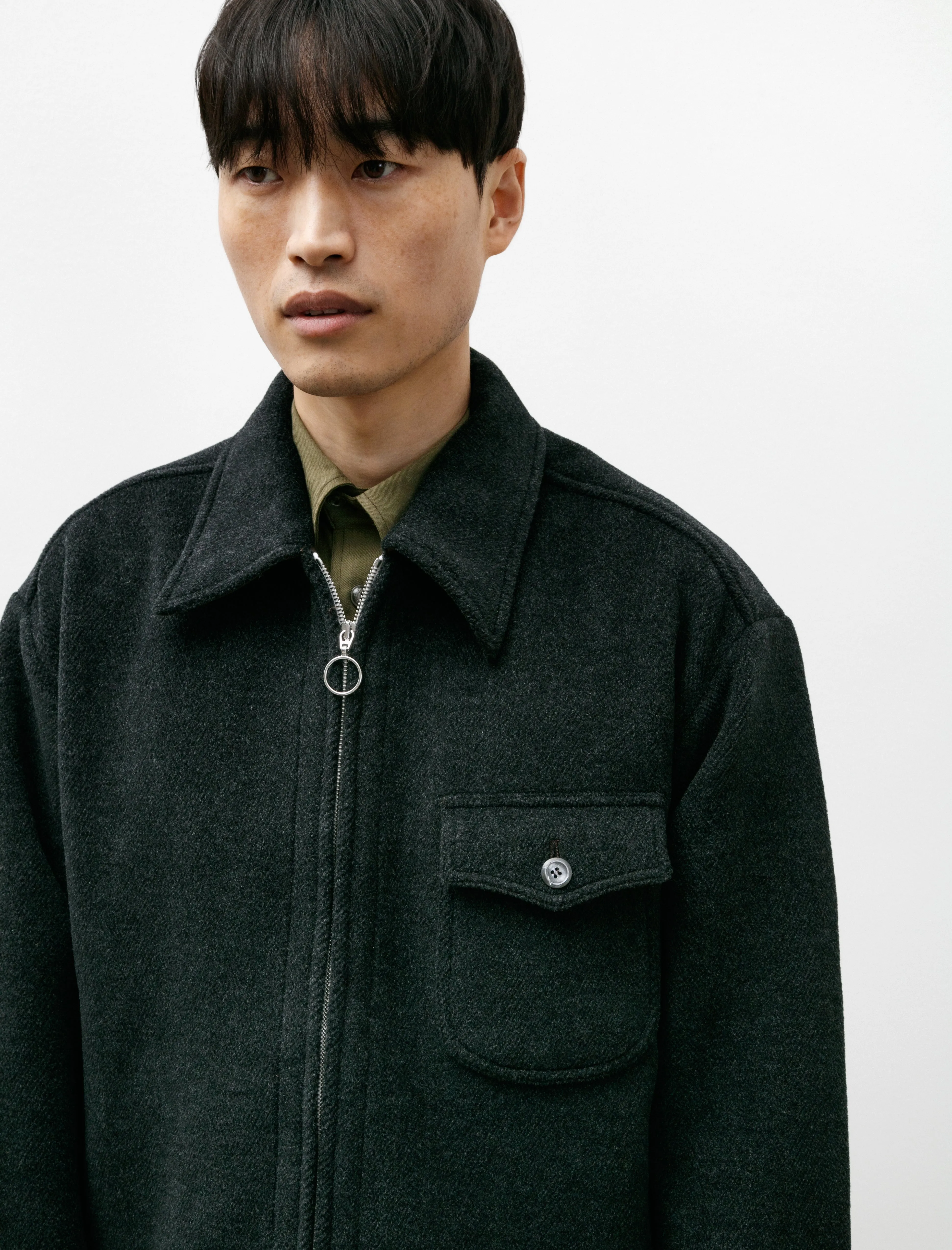 Shell Blouson Charcoal Wool