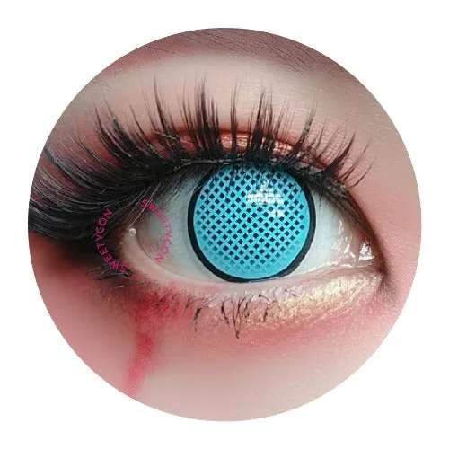 Sweety Crazy Cyan Mesh / Blue Screen with Black Rim (1 lens/pack)