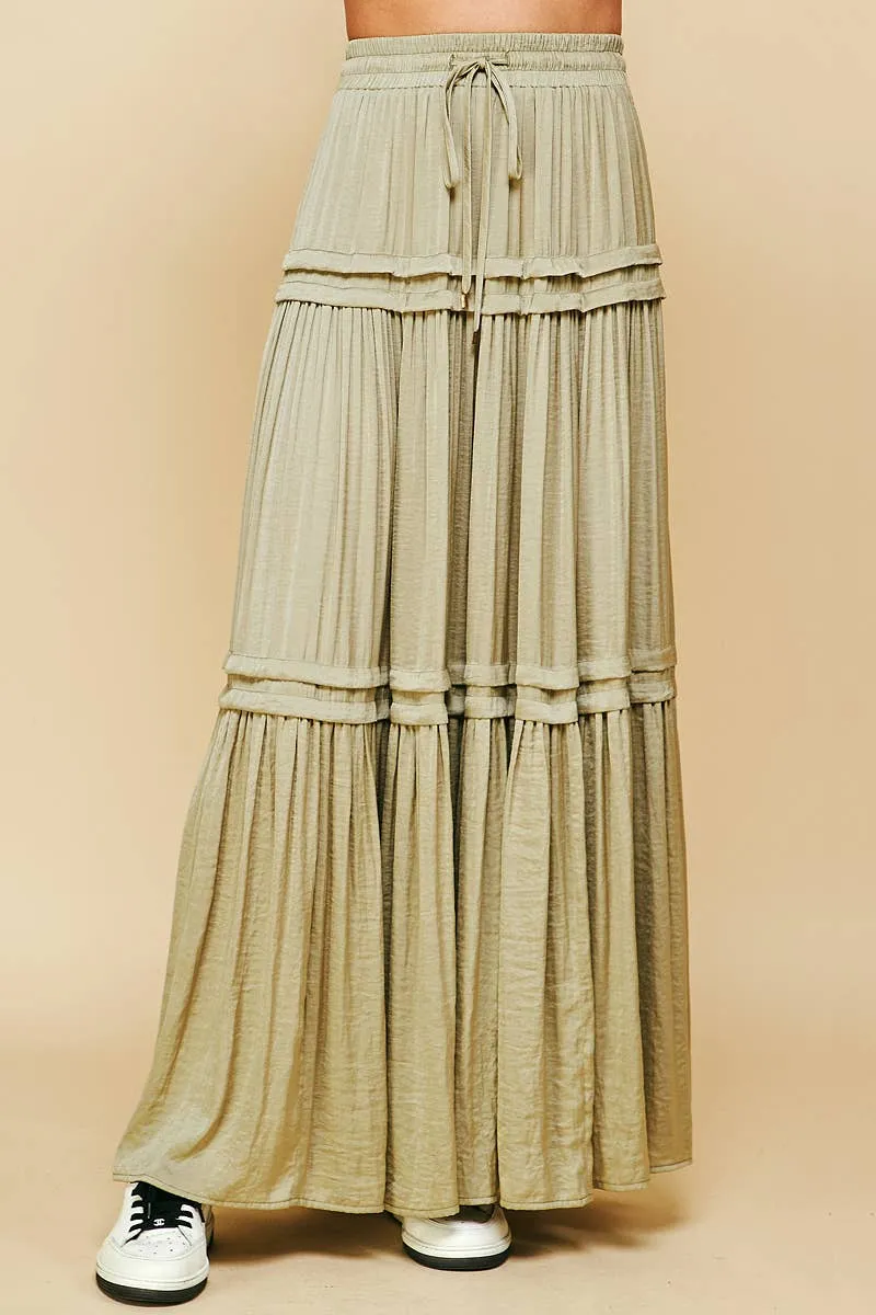 Tiered Maxi Skirt- Dusty Sage