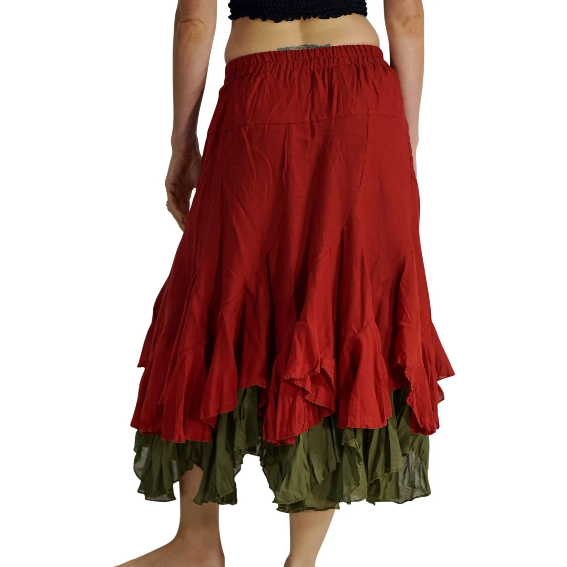 'Two Layer' Renaissance Skirt - Orange/Green