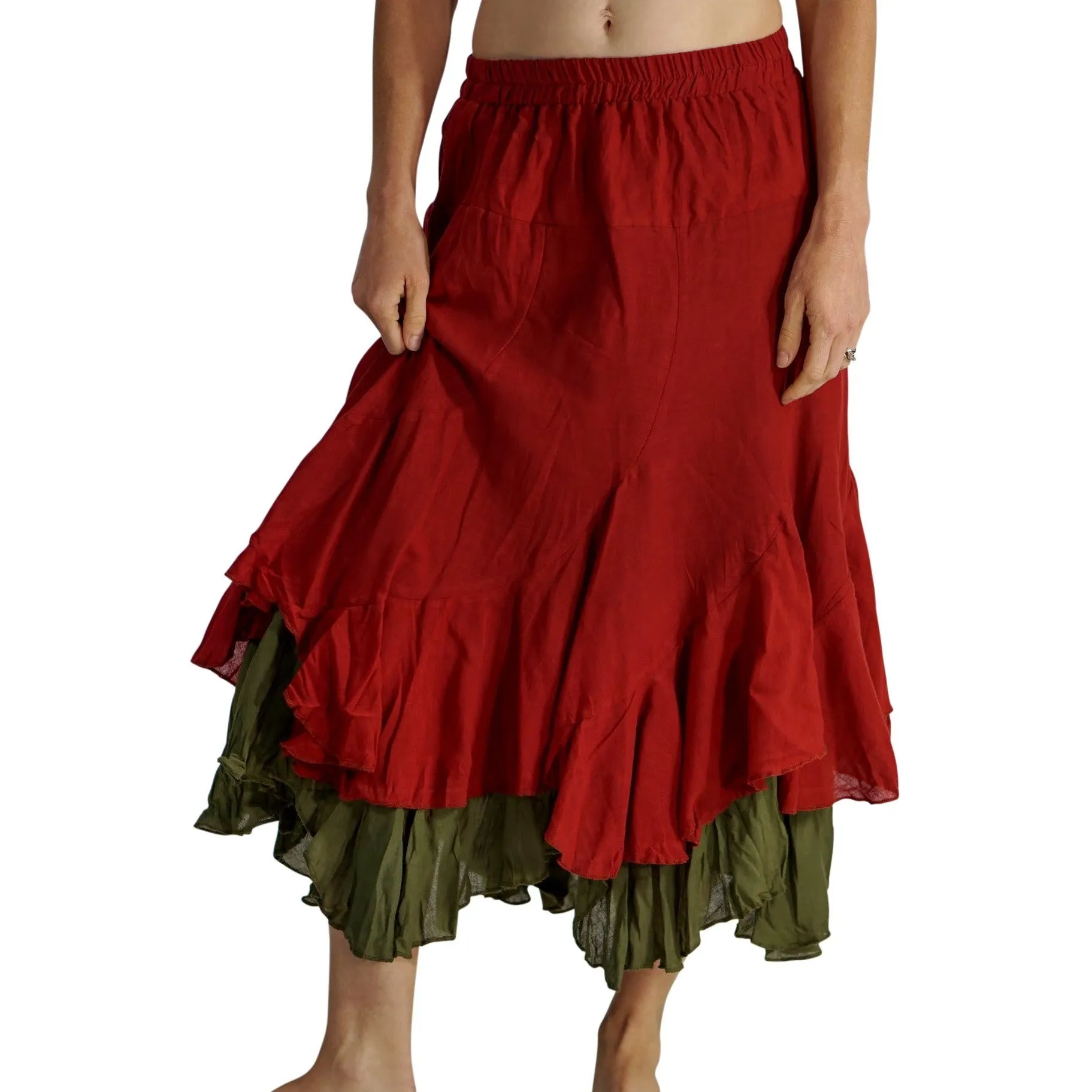 'Two Layer' Renaissance Skirt - Orange/Green