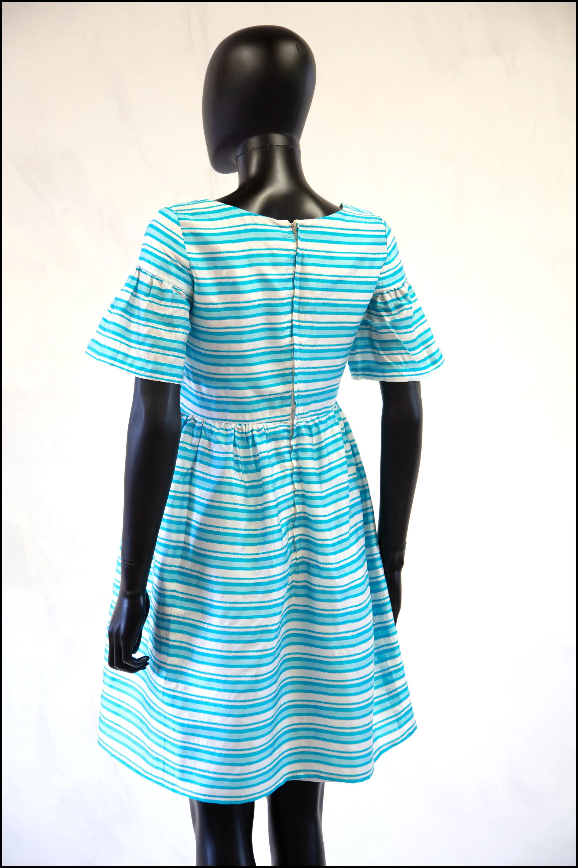 Vintage 1960s Blue Stripe Mini Dress