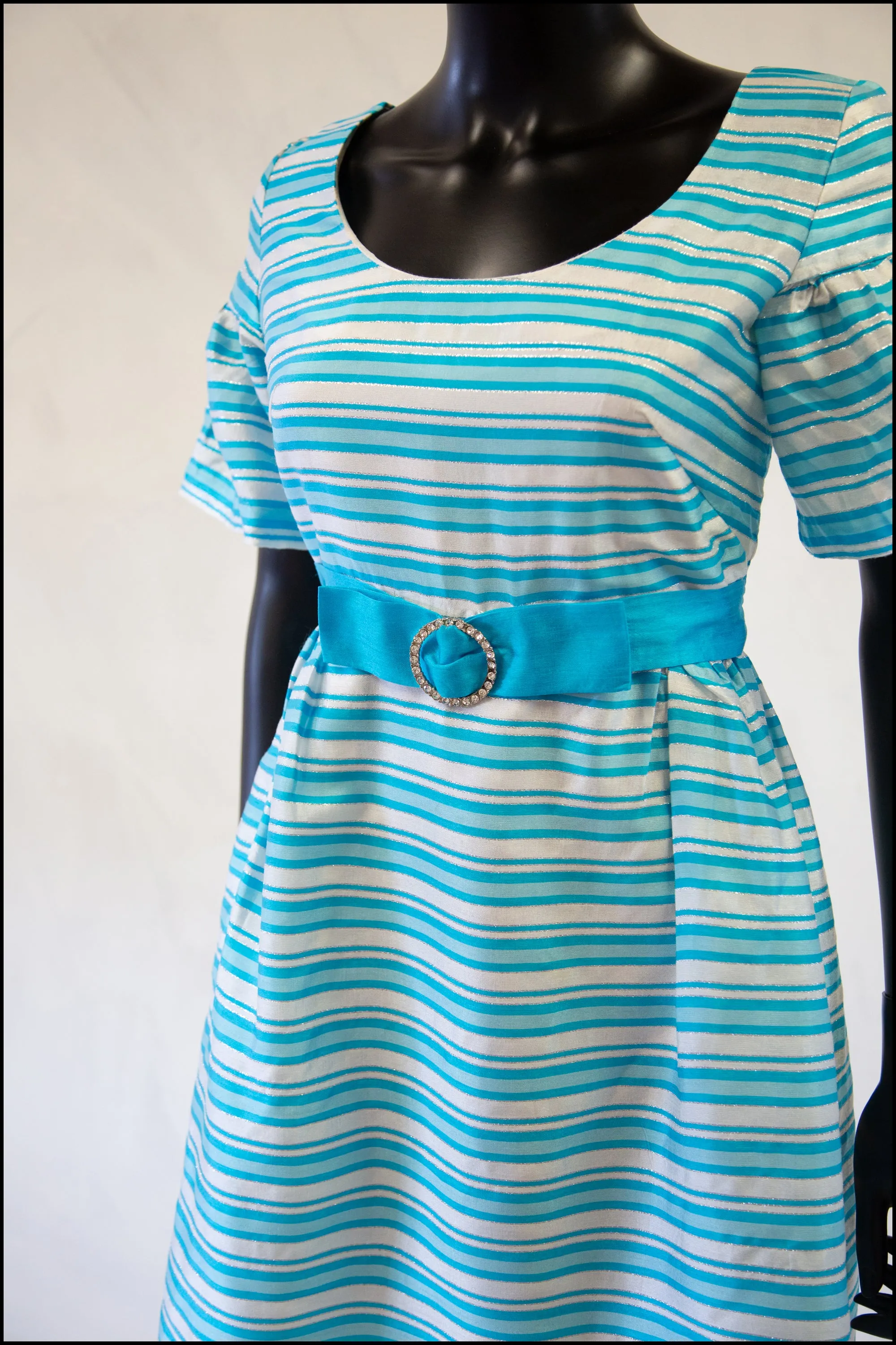 Vintage 1960s Blue Stripe Mini Dress