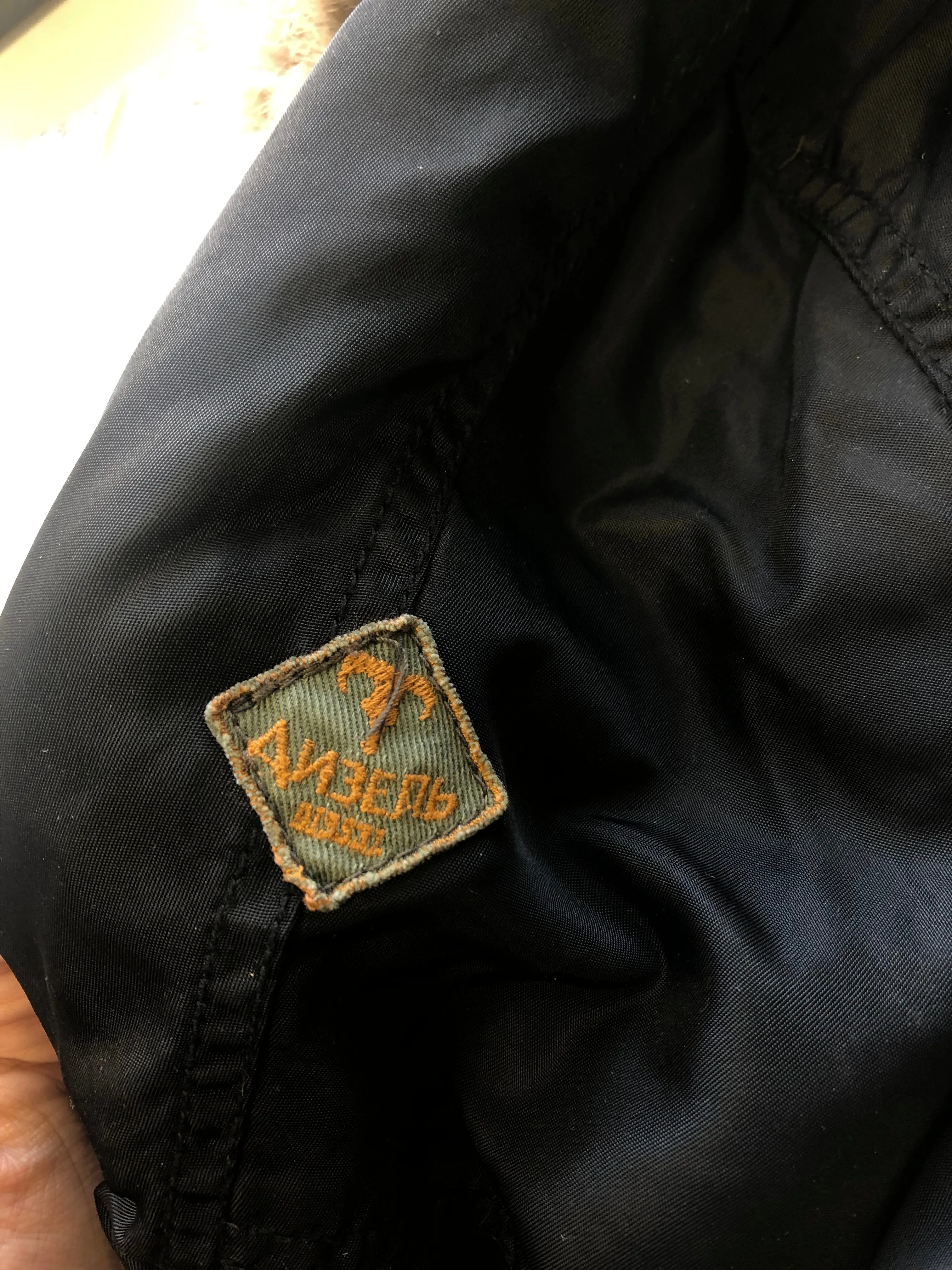 vintage diesel black split hood bomber jacket